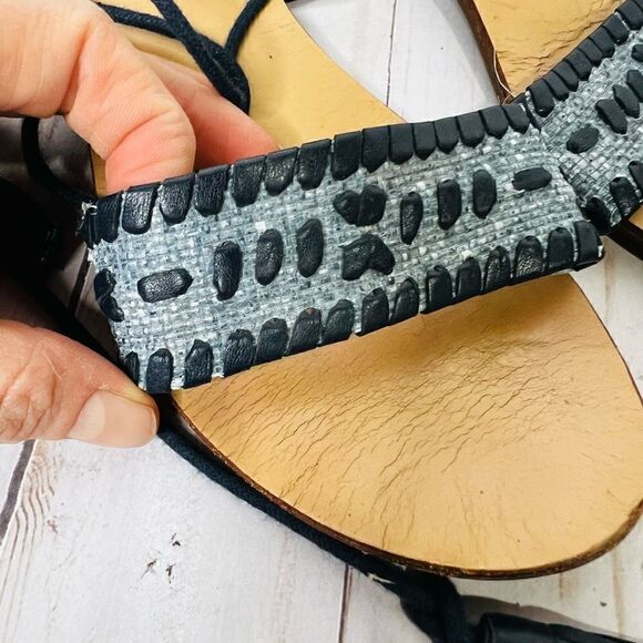 Jack Rogers Women's Blue Tasseled Ankle Wrap Sandals Size 6.5 - Picture 5 of 9